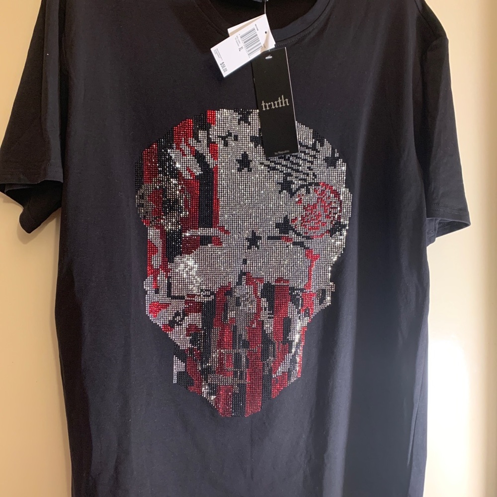 Truth Skull T Shirt XL Rhinestone Skull Dazzling
